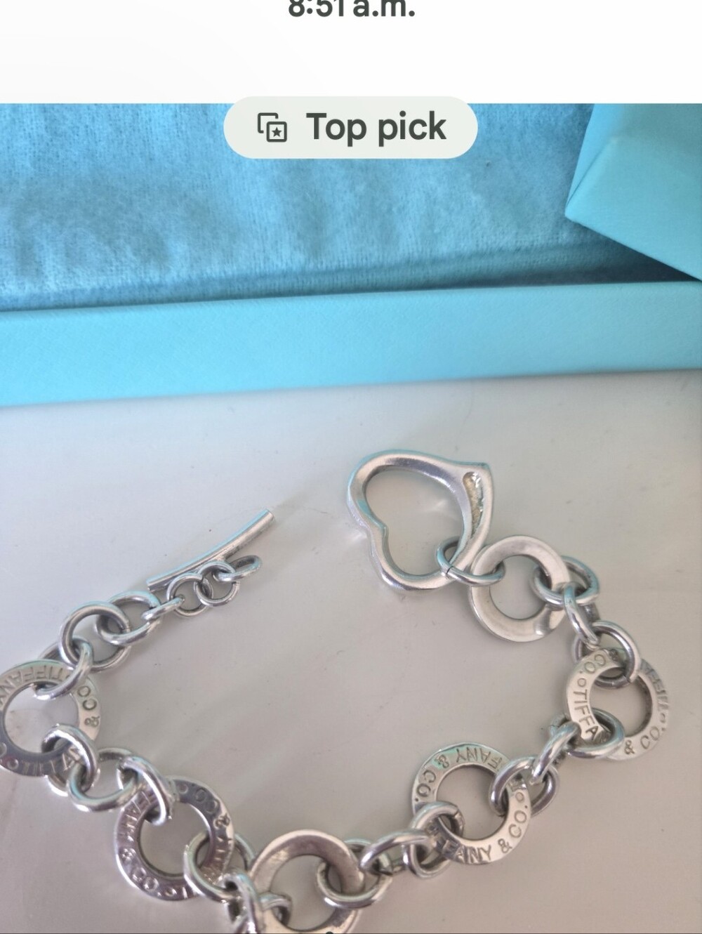 Sterling Silver Heart Link Bracelet - Silver